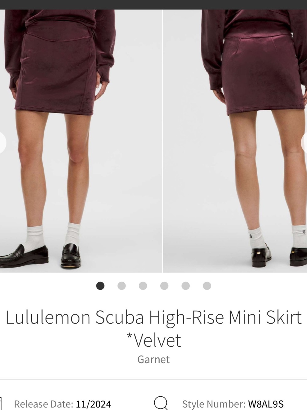 163-$50* FREE SHIP* NWT Lululemon Scuba High-Rise Mini Skirt *Velvet Garnet Sz M